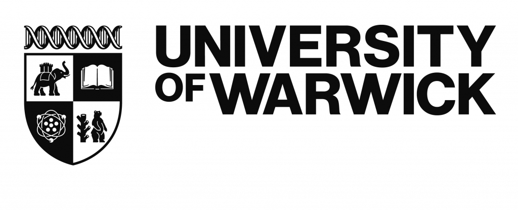 Logo der University of Warwick: Wappen mit akademischen Symbolen und Namenszug.