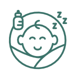 Illustration eines glücklichen, satten und schlafenden Babys.
